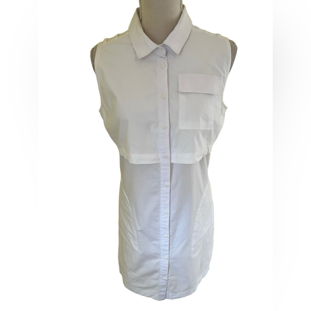 BCBGeneration White Sleeveless Button Front Utility Style Dress S